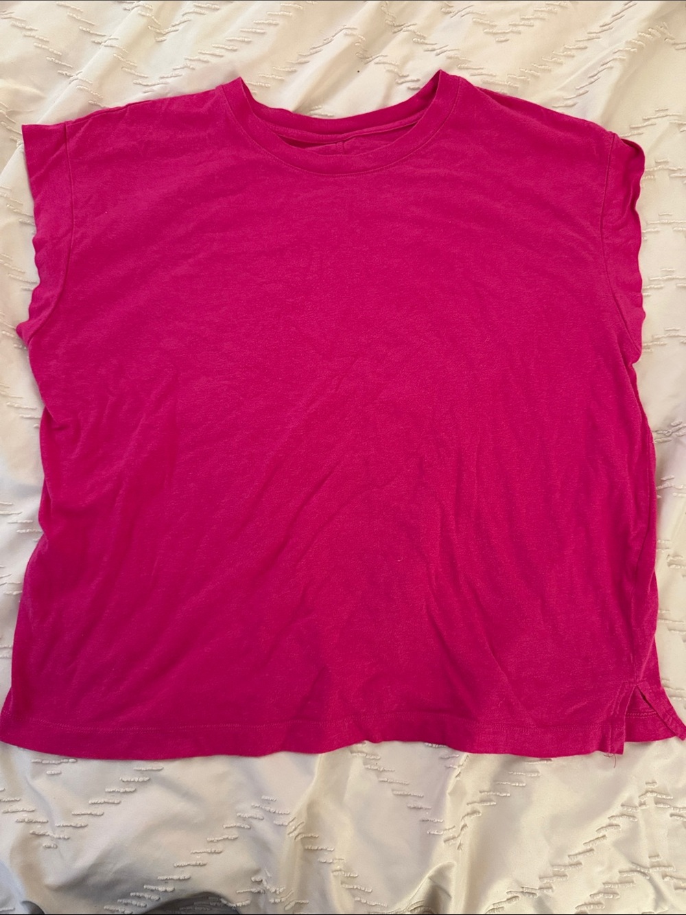 a new day Hot Pink Crewneck Cap-Sleeve Tee